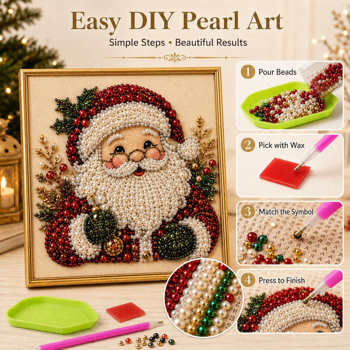 Custom Pearl Art - For Family - DIY Christmas Canvas Kit