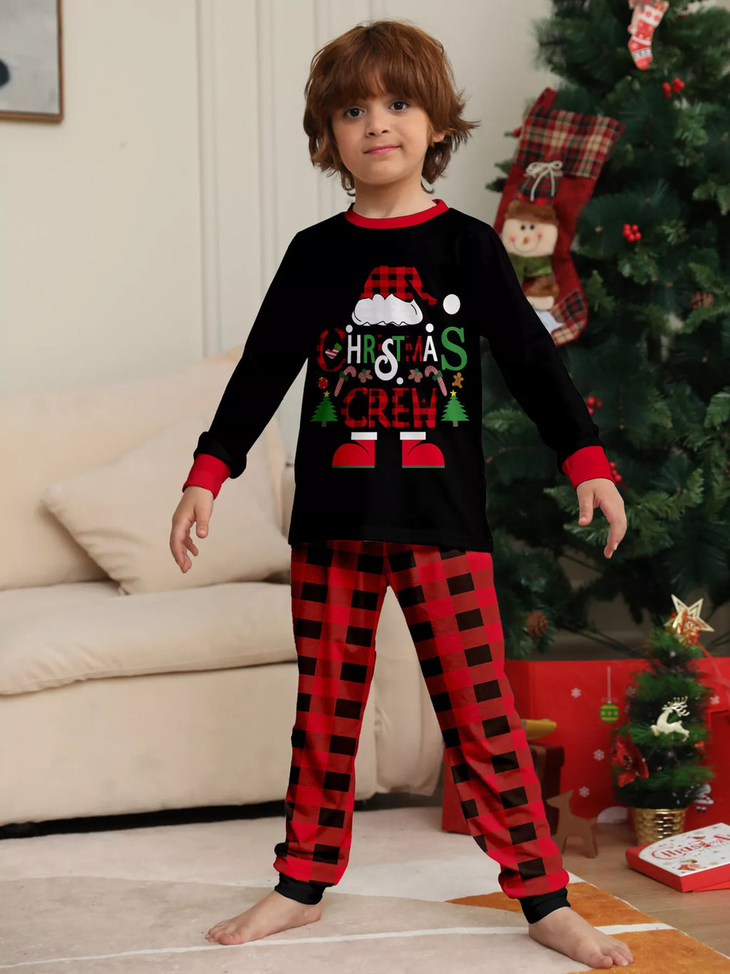 Full Size Matching Family Christmas Pajamas Set with Festive Graphic Plus Size