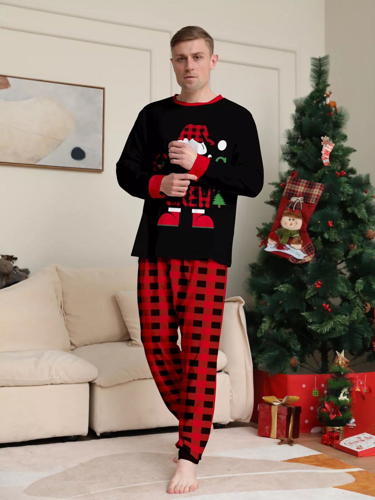 Full Size Matching Family Christmas Pajamas Set with Festive Graphic Plus Size
