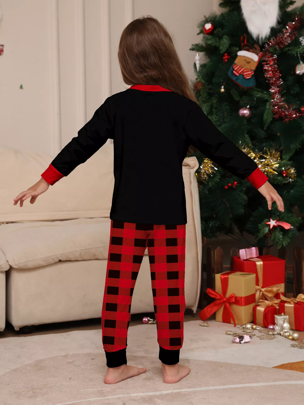 Full Size Matching Family Christmas Pajamas Set with Festive Graphic Plus Size