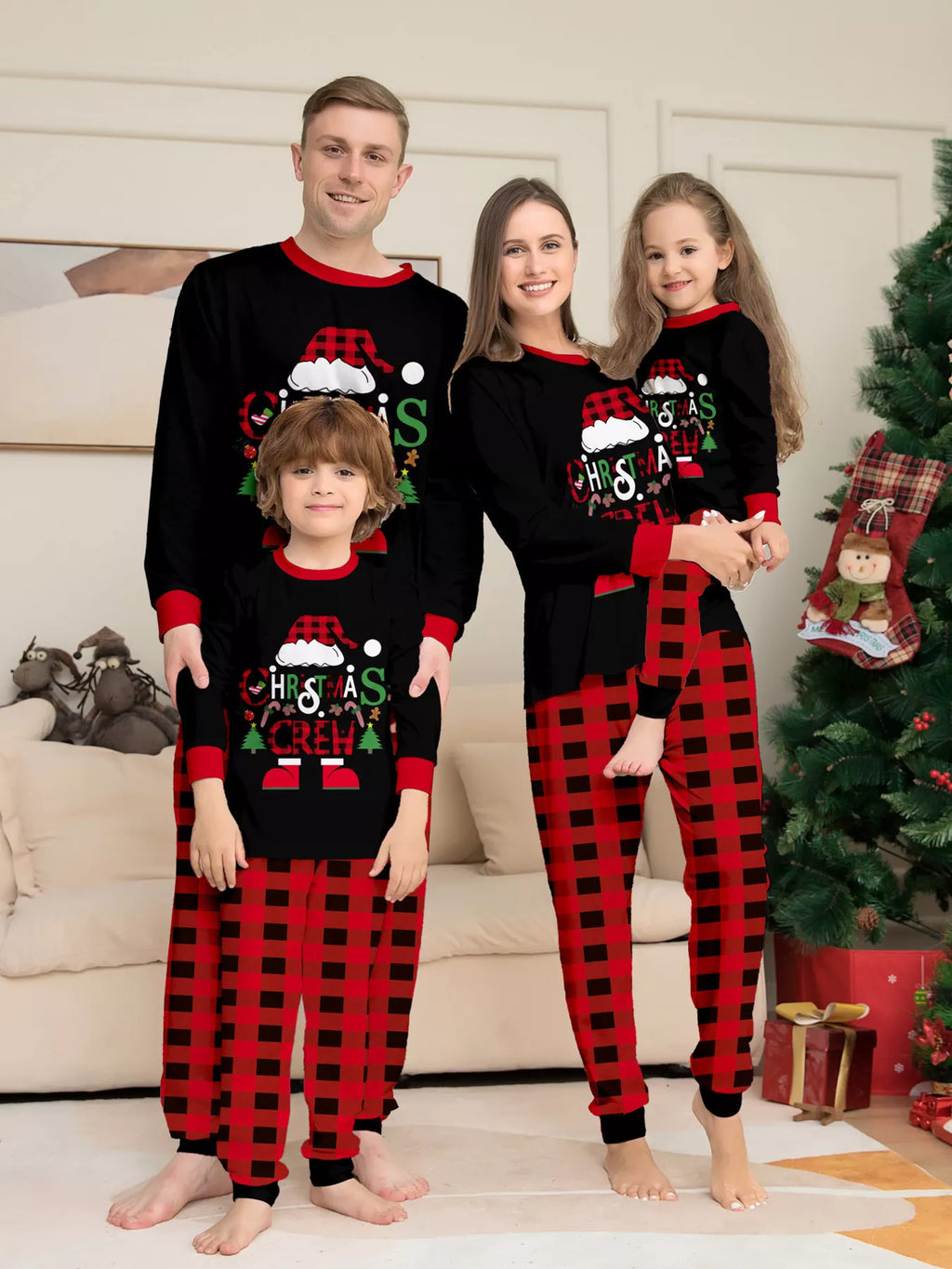 Full Size Matching Family Christmas Pajamas Set with Festive Graphic Plus Size