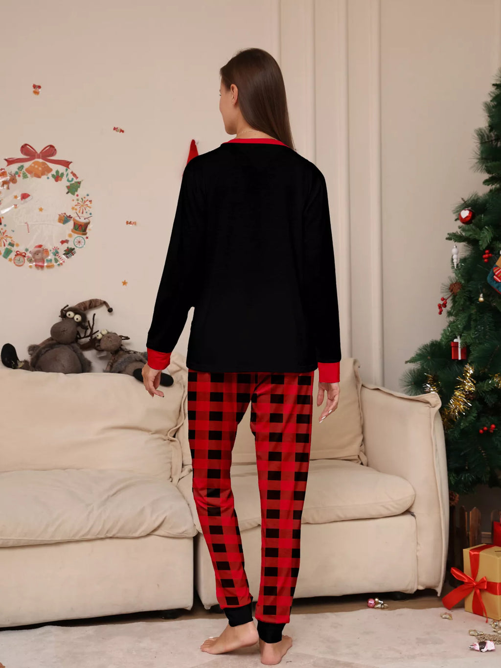 Full Size Matching Family Christmas Pajamas Set with Festive Graphic Plus Size