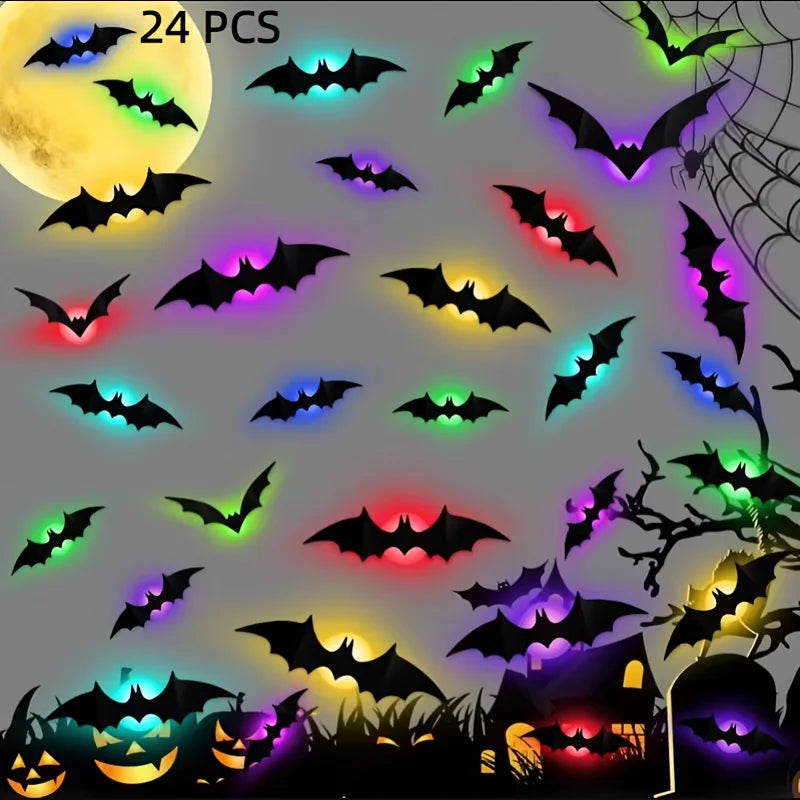Halloween 3D Bat LED Wall Decal Night Light | Peel & Stick Glow Decoration