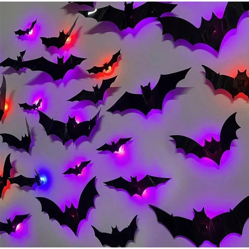Halloween 3D Bat LED Wall Decal Night Light | Peel & Stick Glow Decoration