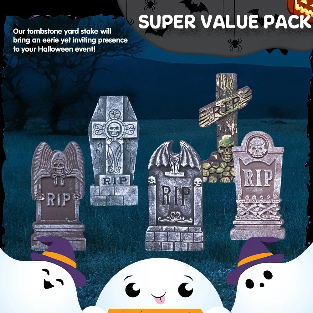 Halloween Foam Tombstones For Outdoor Graveyard Party Decor With Stakes