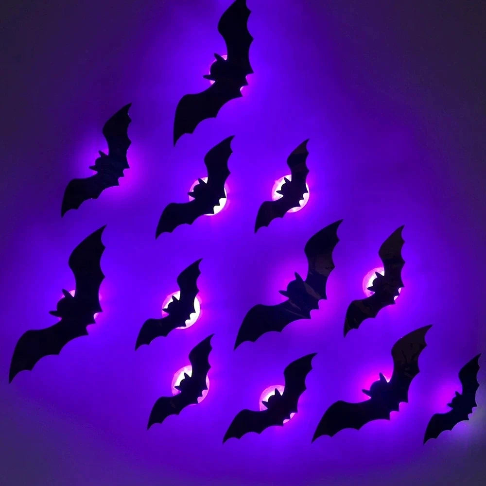 Halloween 3D Bat LED Wall Decal Night Light | Peel & Stick Glow Decoration