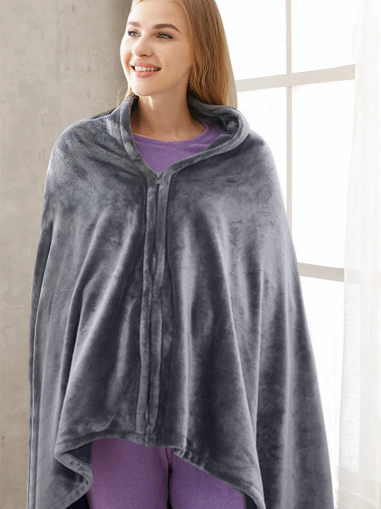 Wearable Heating Electric Blanket Shawl 3 Heated Level Throw Blanket 5v USB Charging Coral Velvet 8 Heated Areas Fast Heating