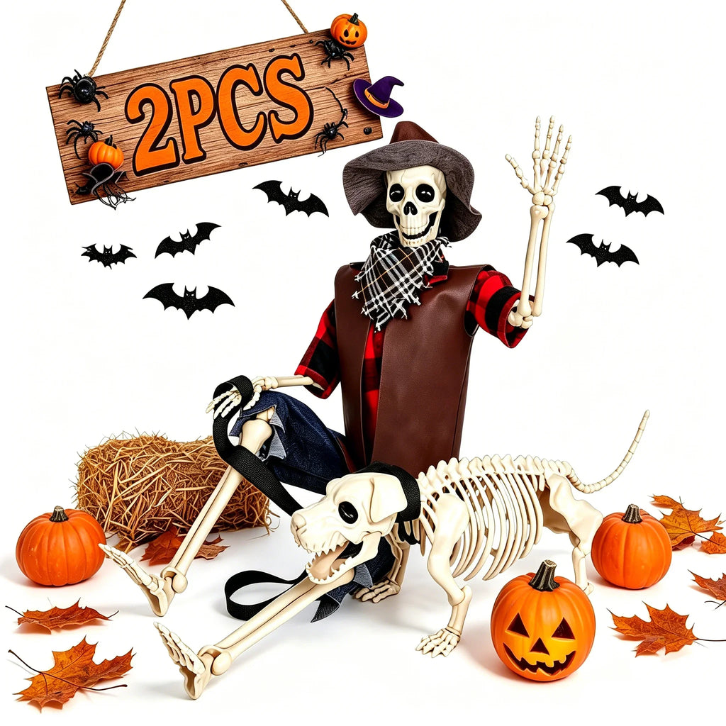 Professional Western Cowboy Posable Halloween Skeleton Yard Decor