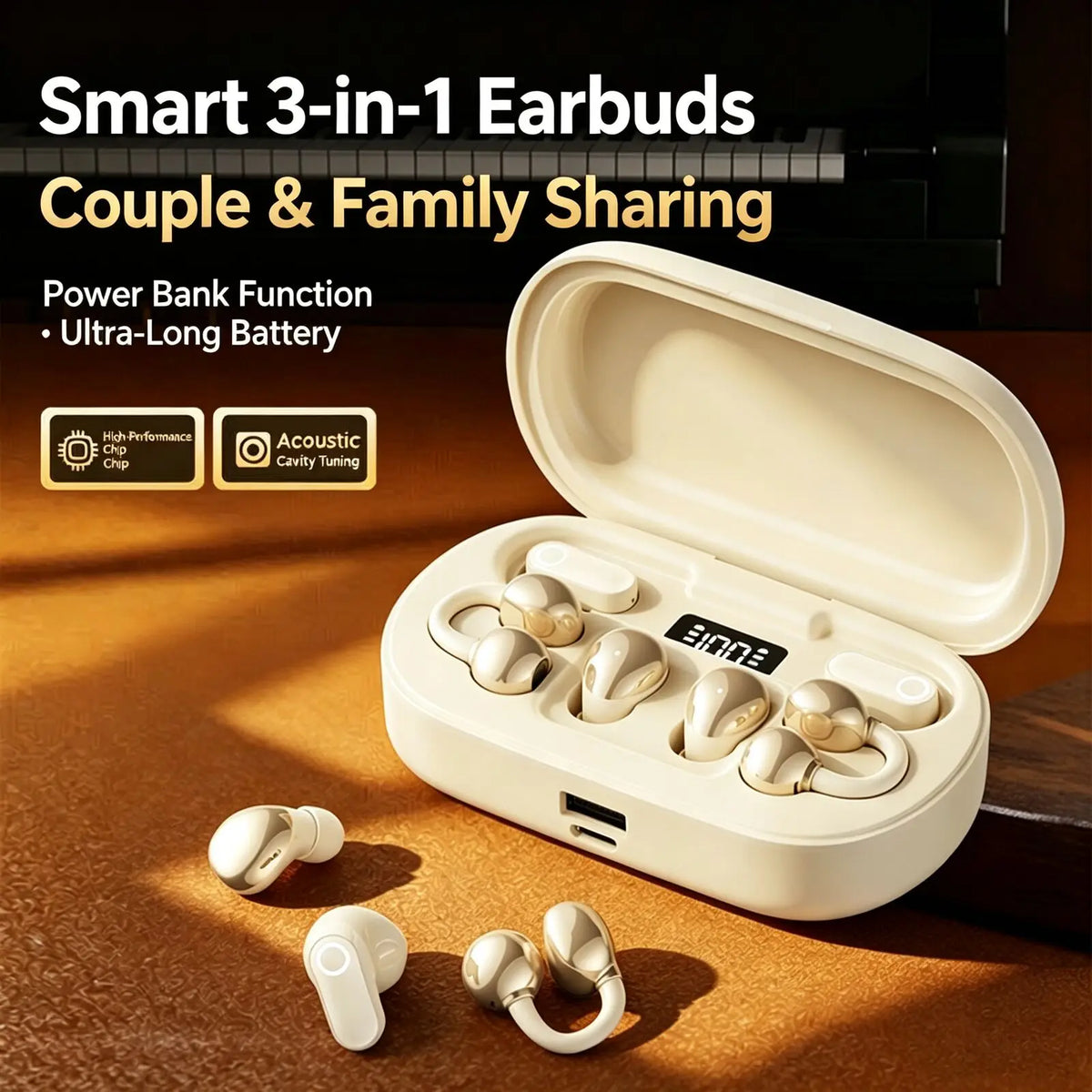 PowerBuds™ 3-in-1 🎧🔋 — Wireless Audio & Portable Power