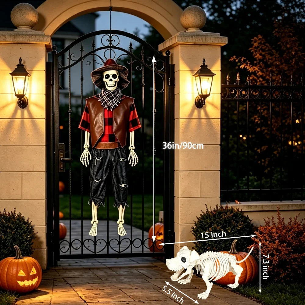 Professional Western Cowboy Posable Halloween Skeleton Yard Decor