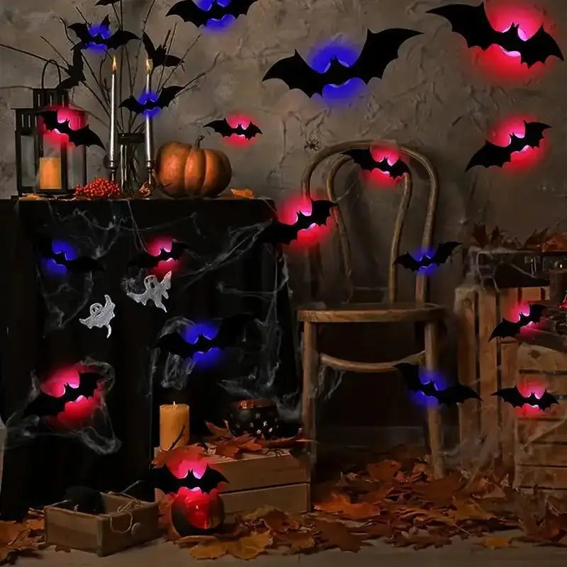 Halloween 3D Bat LED Wall Decal Night Light | Peel & Stick Glow Decoration