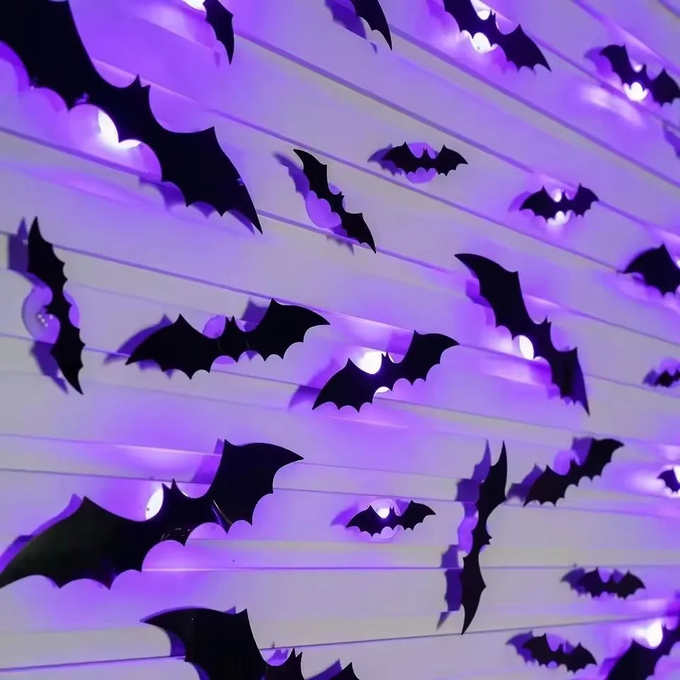 Halloween 3D Bat LED Wall Decal Night Light | Peel & Stick Glow Decoration