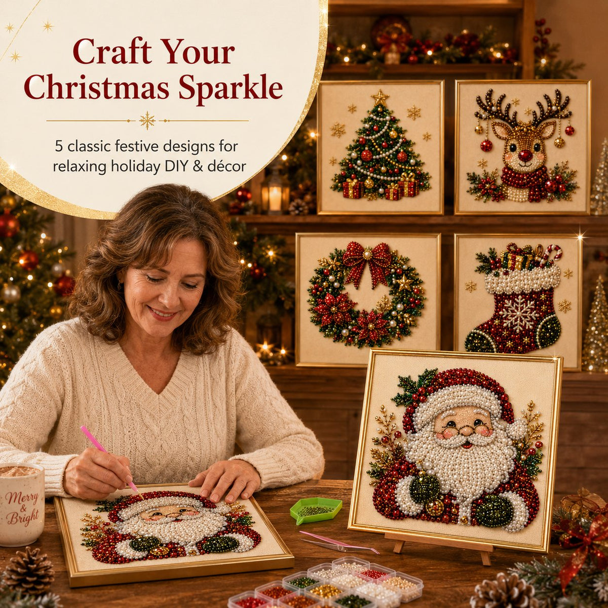 Custom Pearl Art - For Family - DIY Christmas Canvas Kit
