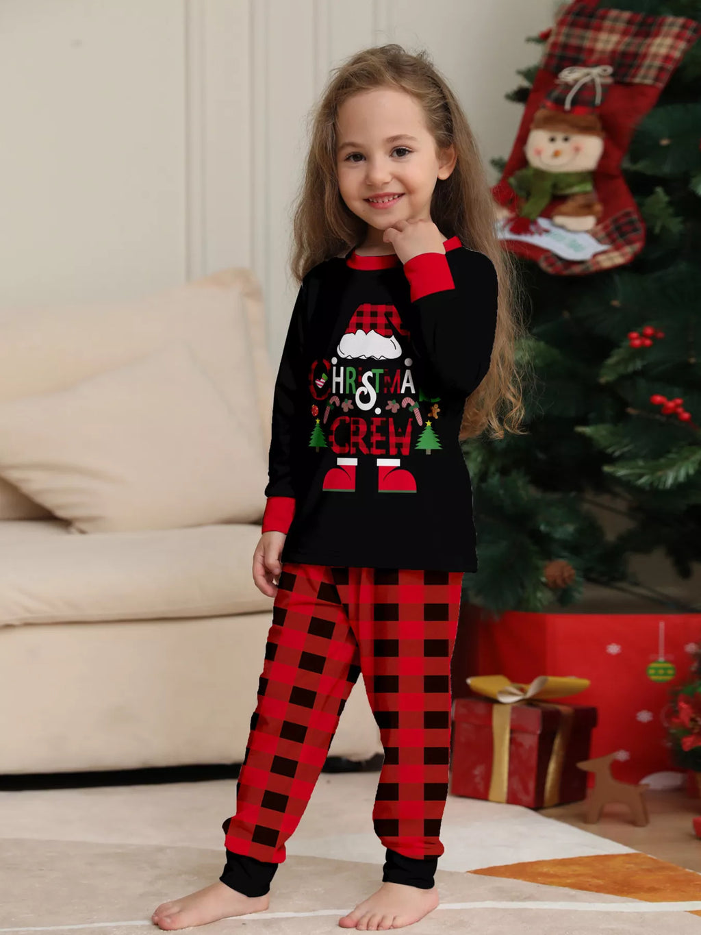 Full Size Matching Family Christmas Pajamas Set with Festive Graphic Plus Size