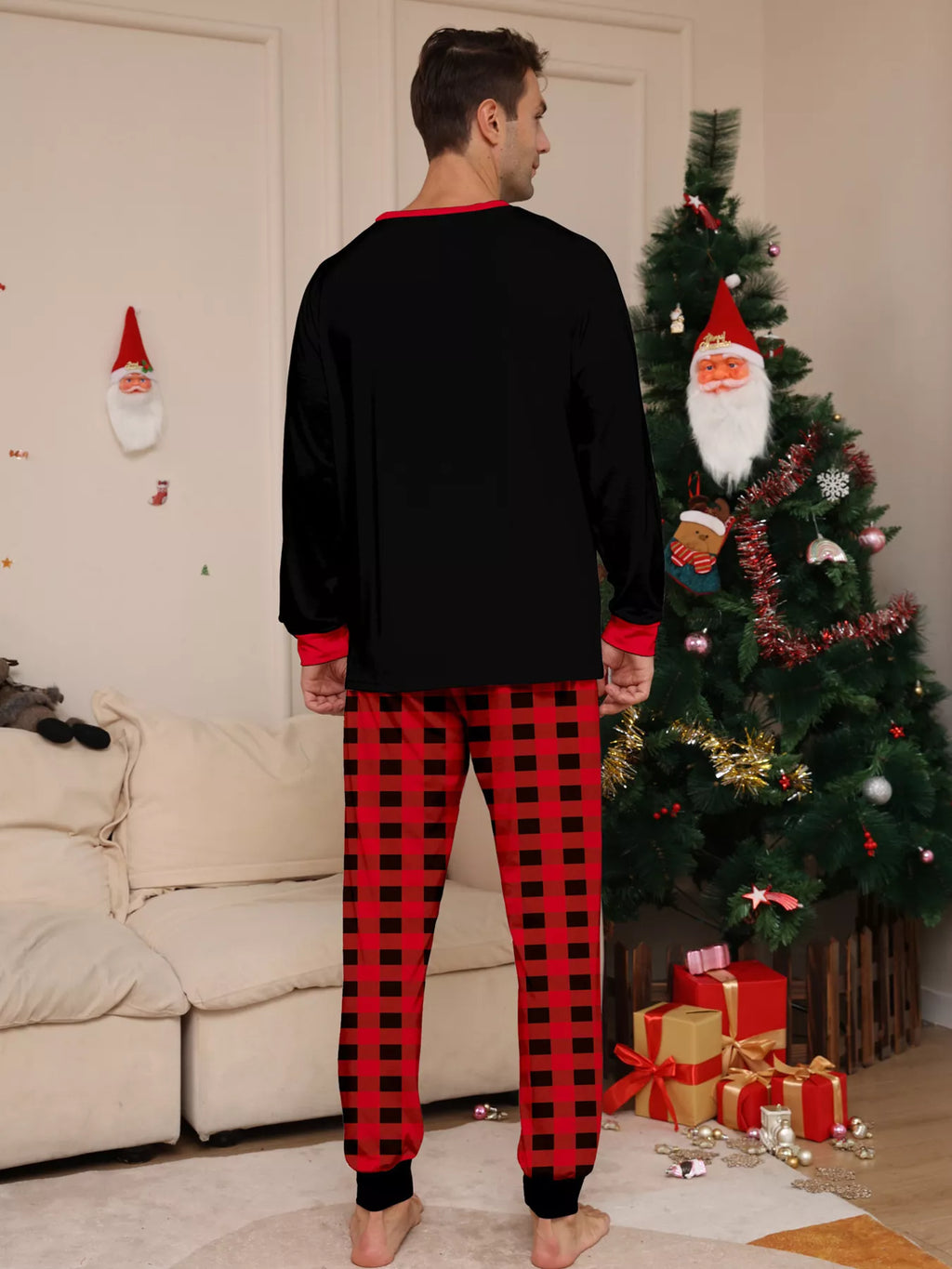 Full Size Matching Family Christmas Pajamas Set with Festive Graphic Plus Size