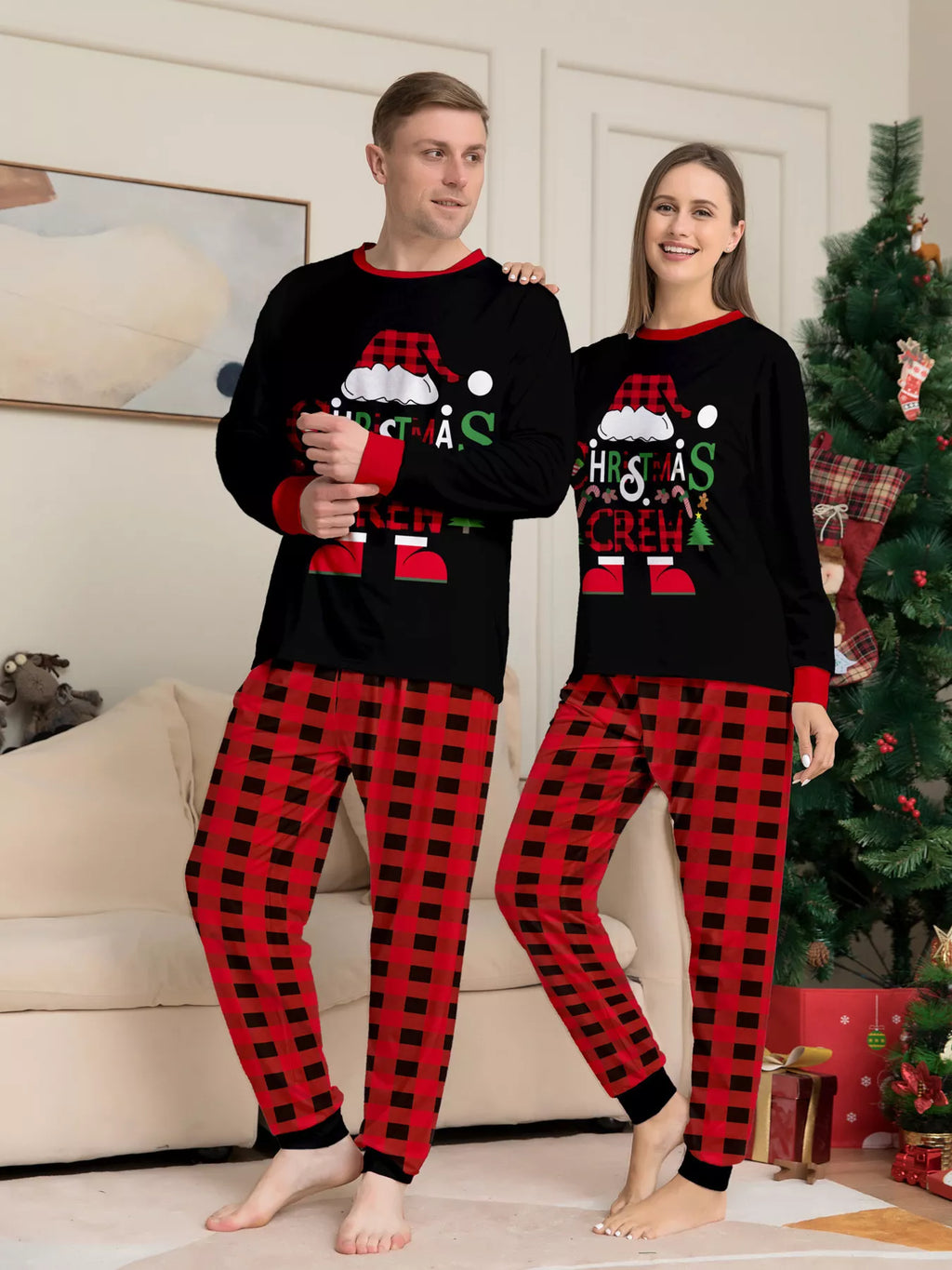 Full Size Matching Family Christmas Pajamas Set with Festive Graphic Plus Size